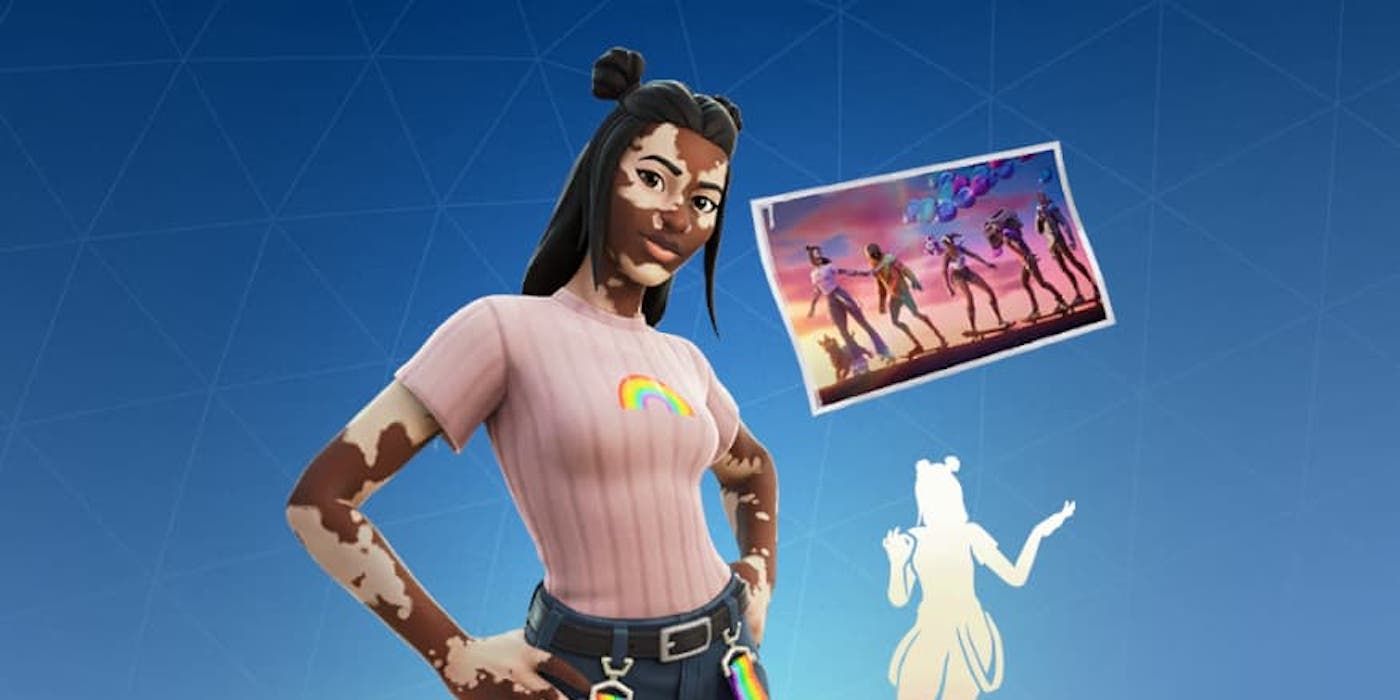 Le nouveau personnage Joy de Fortnite a du vitiligo et des patins à roulettes