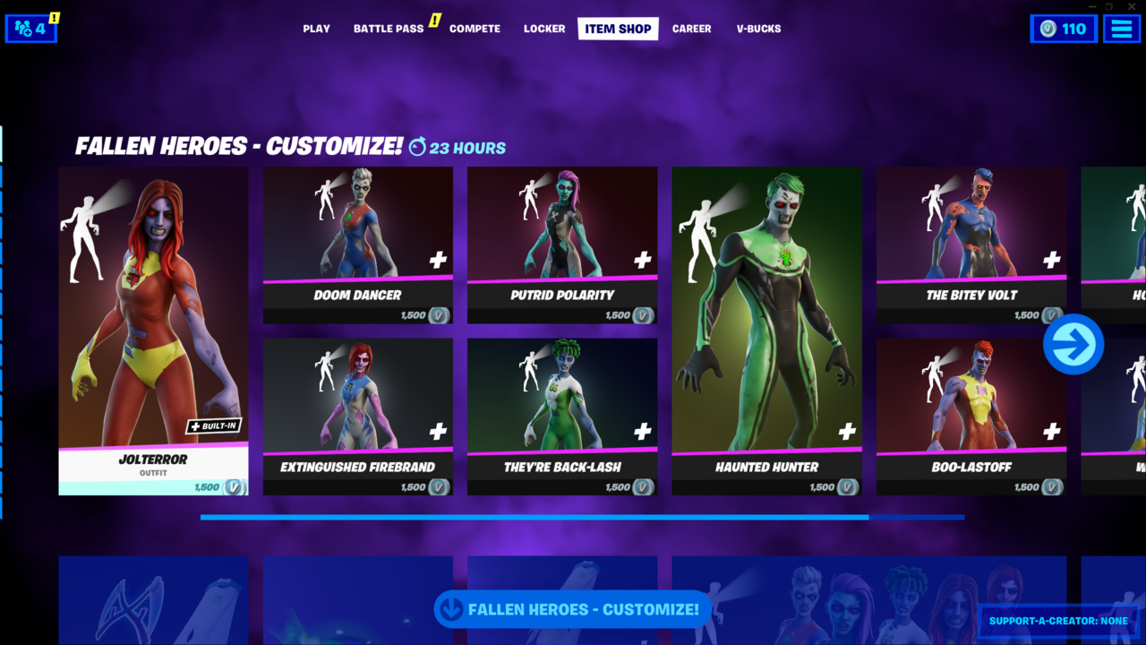Ce qu'il y a dans la boutique d'objets Fortnite aujourd'hui - 27 octobre 2021: Super-héros zombies dans l'ensemble Fallen Heroes