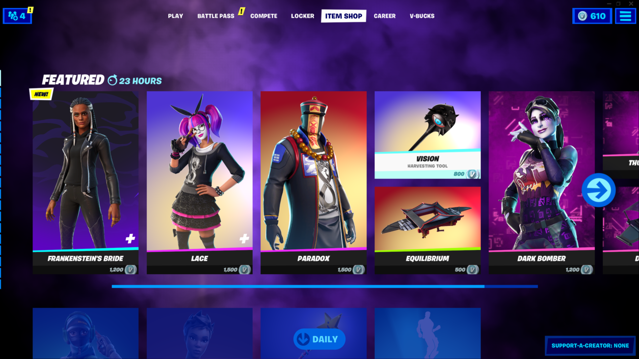 Qu'y a-t-il dans la boutique d'objets Fortnite - 30 octobre 2021 : le skin de la mariée de Frankenstein fait ses débuts