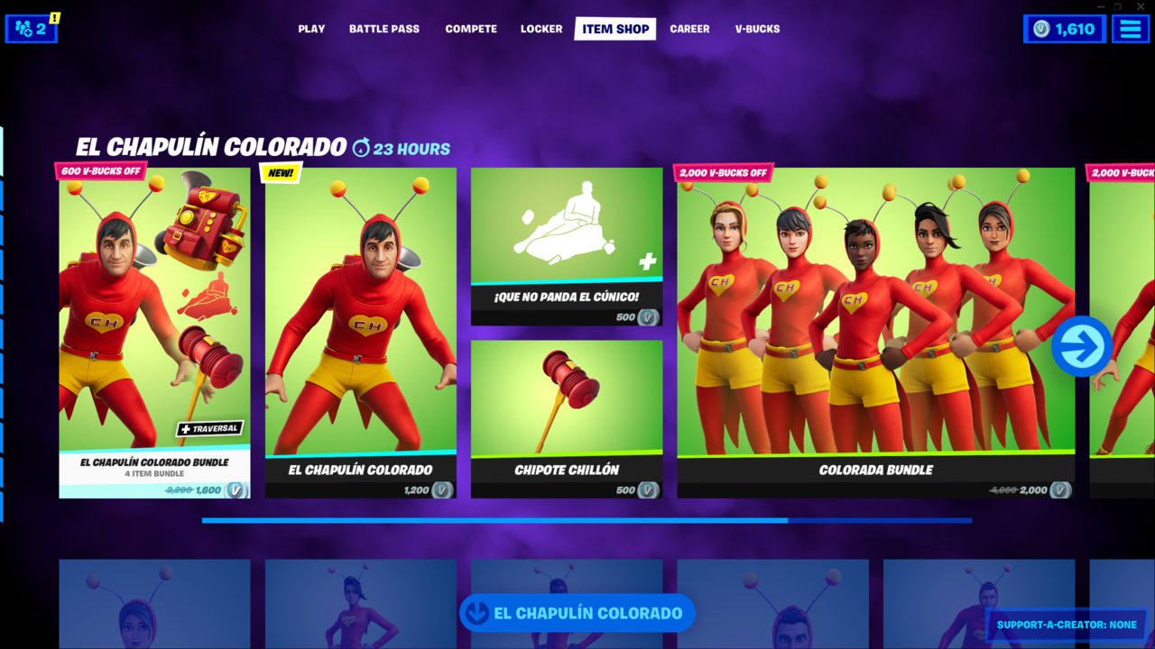 Ce qu'il y a dans la boutique d'objets Fortnite aujourd'hui - 2 novembre 2021: El Chapulín Colorado arrive