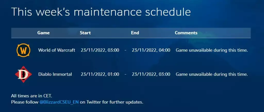 Calendrier de maintenance du serveur WoW Dragonflight dates horaires Europe États-Unis temps d'arrêt des serveurs world of warcraft