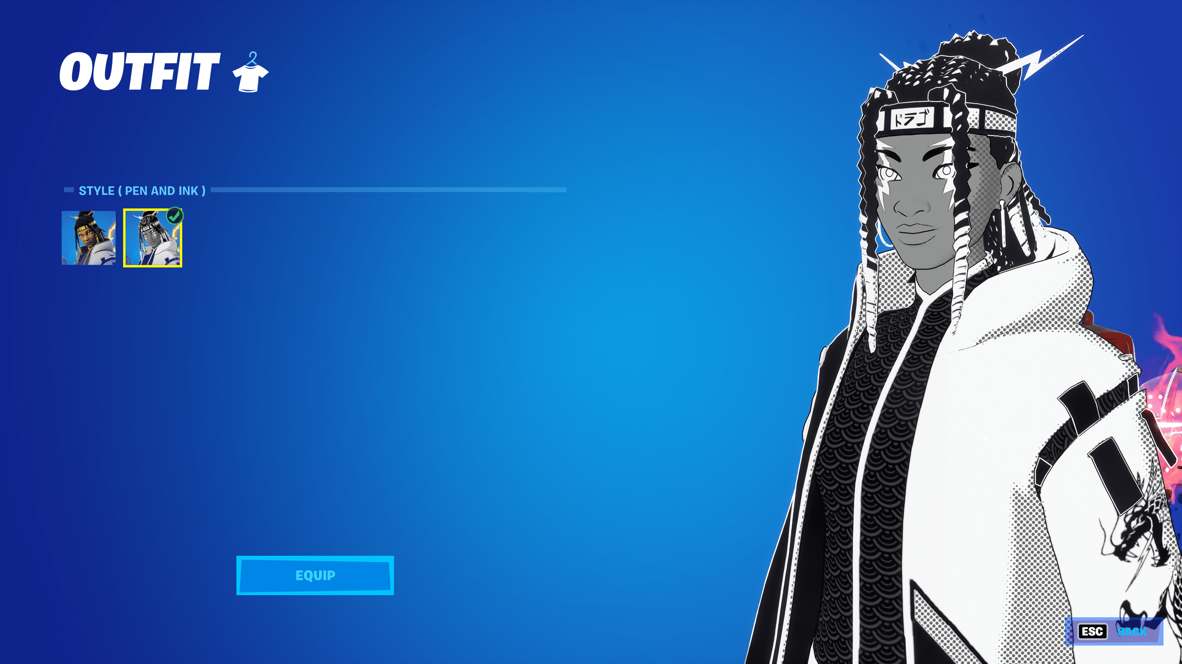 Ayida skin Style stylo et encre Fortnite Chapitre 3 Saison 4 Une capture d'écran du skin Ayida dans le style Pen and Ink dans Fortnite Chapter 3 Season 4