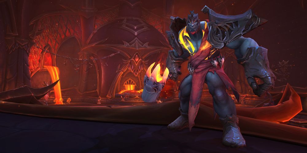 Un djaradin pose de manière menaçante dans World of Warcraft: Dragonflight