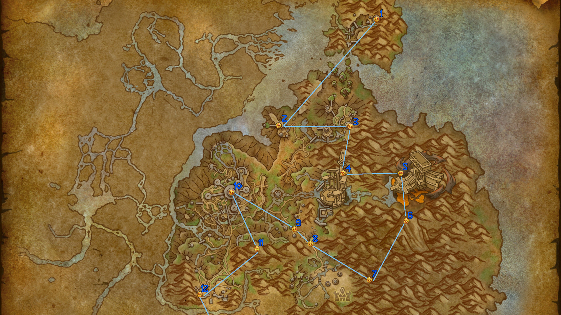 La carte World of Warcraft Dragonflight du Thaldraszus avec des épingles mettant en évidence les glyphes du dragon