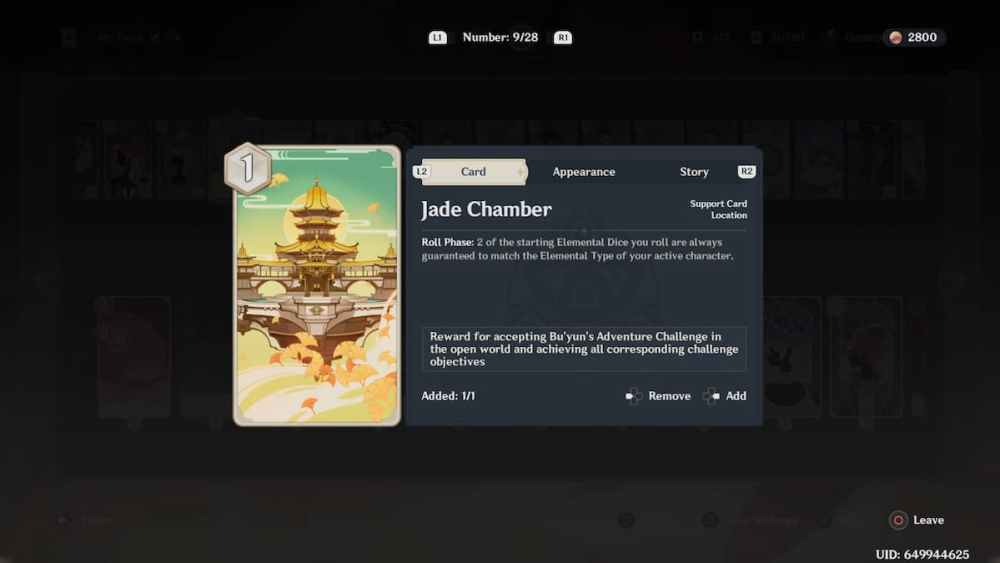 Carte d'action de la chambre de jade dans Genshin Impact