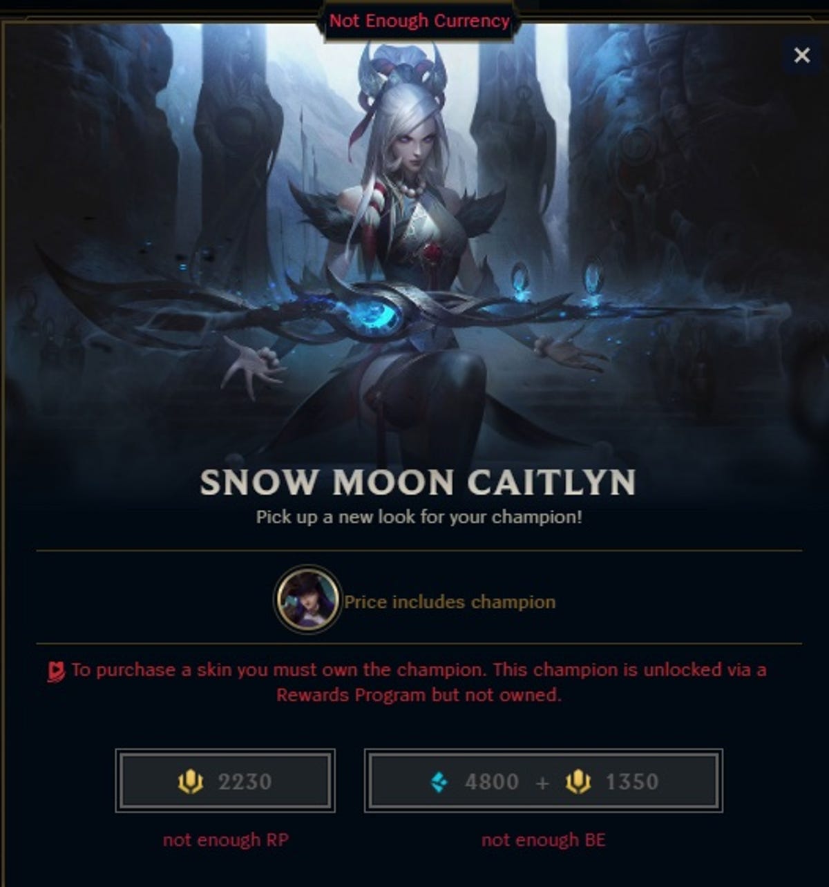 Notification en jeu indiquant que l'utilisateur ne possède pas de champion