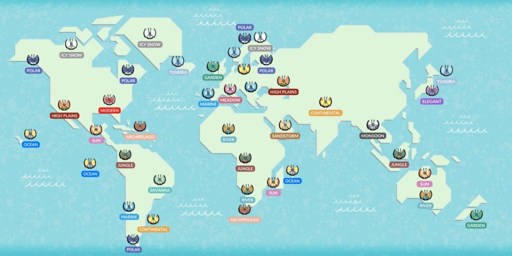 Carte des motifs Pokemon GO Vivillon