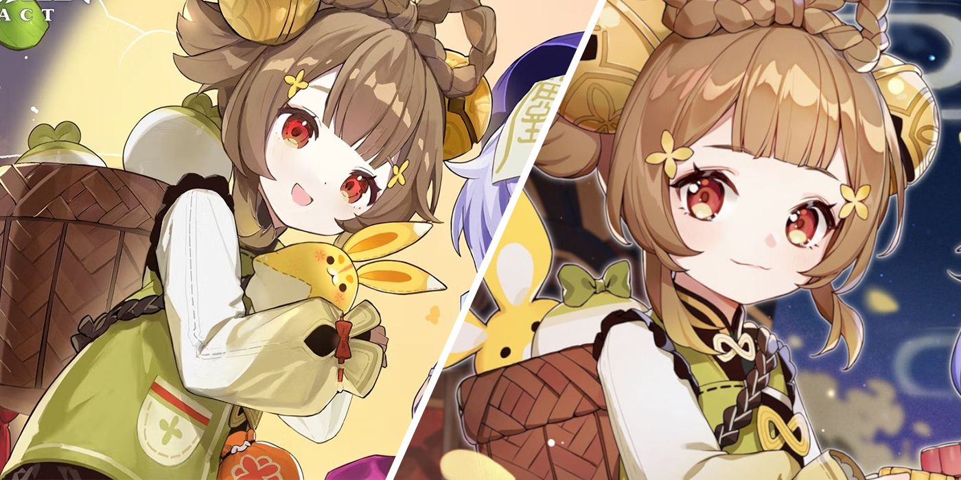 Deux photos de Yaoyao de Genshin Impact côte à côte