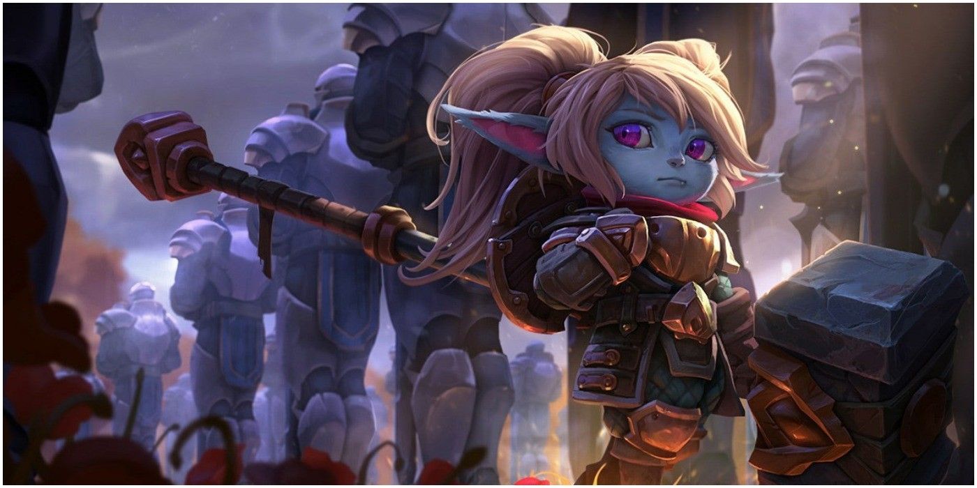 Poppy avec son marteau sur la faille de l'invocateur
