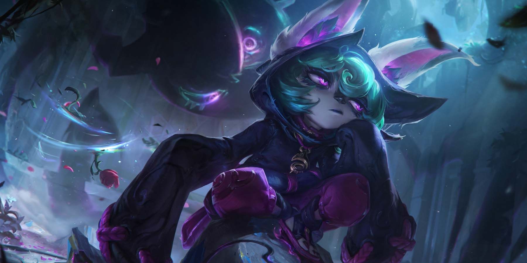Vex accroupi sur un rocher League Of Legends