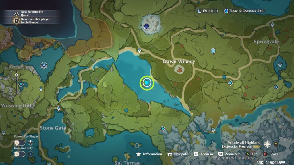Genshin Impact - Lieux de pêche du poisson-globe - Mondstadt - Dawn Winery