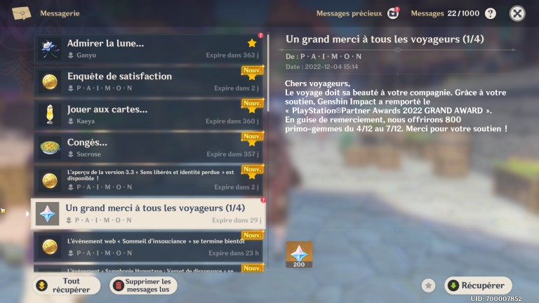 Genshin Impact : 800 primo-gemmes gratuites, ça vous tente ?  Voici comment les récupérer !