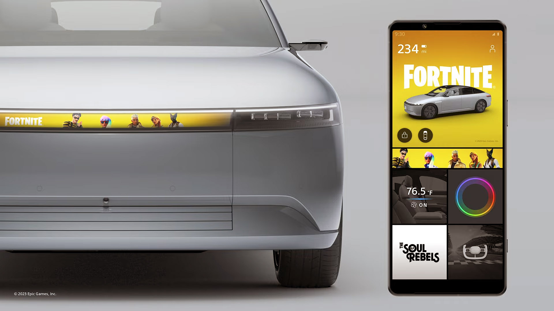 Sony Honda PlayStation 5 EV Afeela sera effectivement lancé avec Epic de Fortnite comme partenaire de jeu
