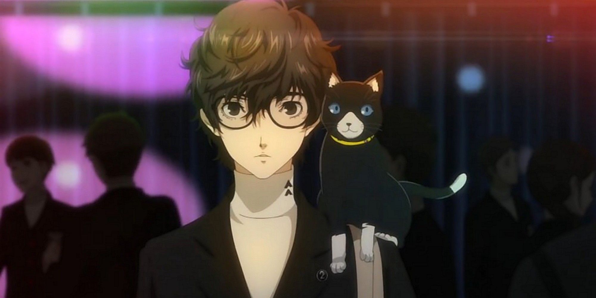 persona 5 royal joker et morgana de l'anime dans un club