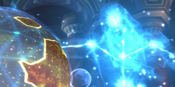 Algalon atteignant un globe dans le jeu vidéo World of Warcraft