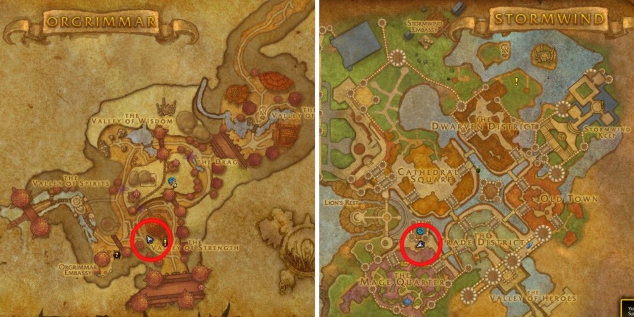 Cartes des comptoirs de Hurlevent et d'Orgrimmar