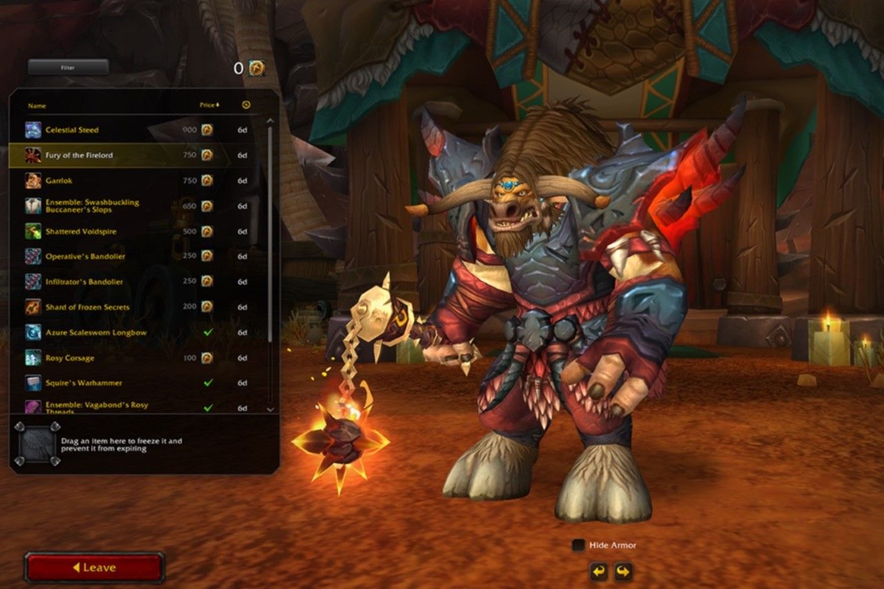 Un tauren apparaissant dans l'écran d'interaction du poste de traite