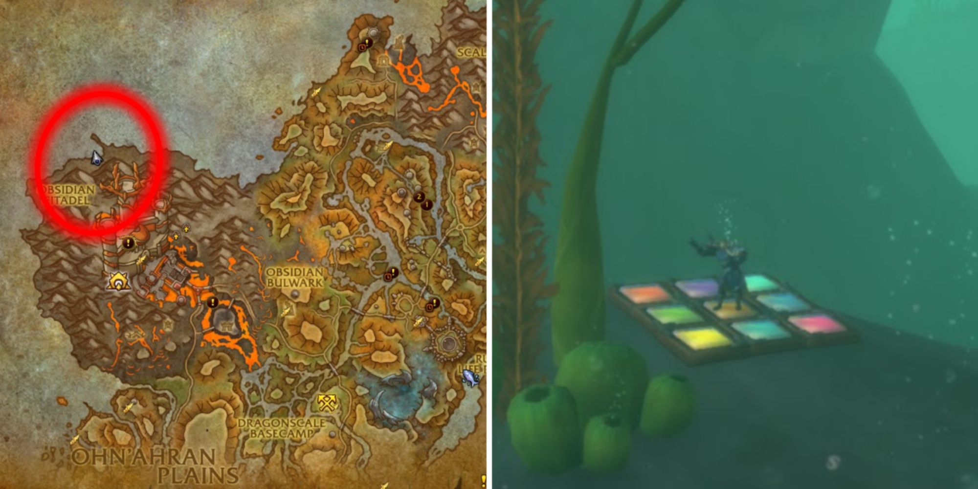 Image fractionnée d'un joueur utilisant le tapis de danse sous-marin et l'emplacement de la carte