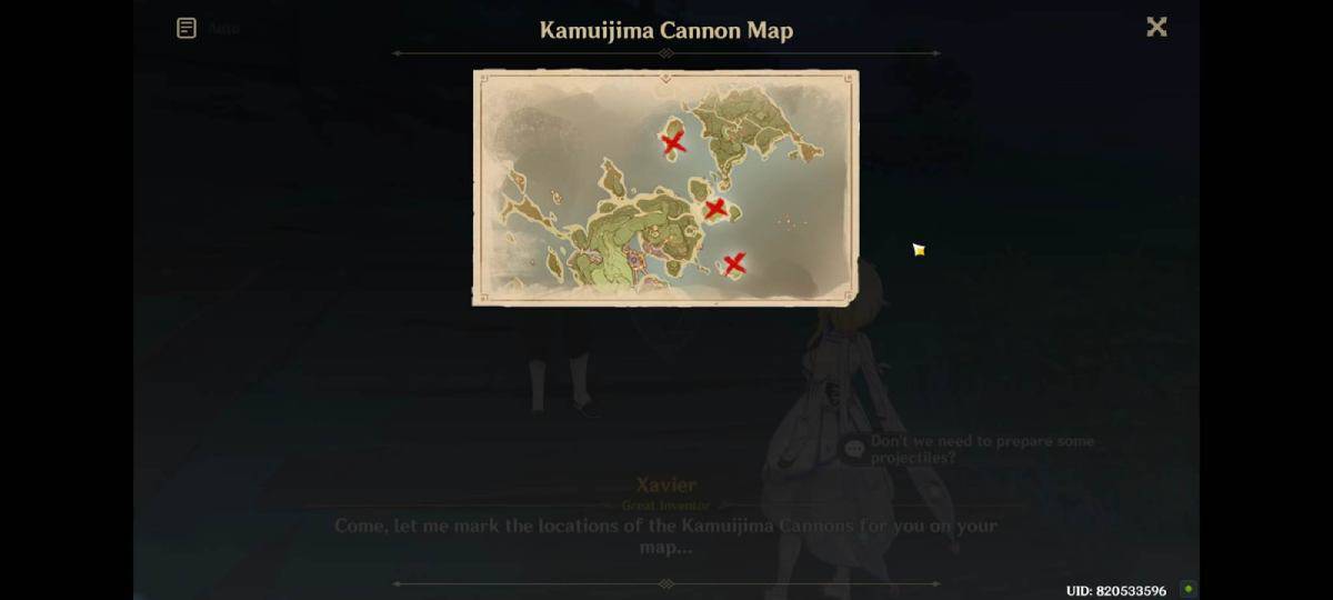 Kamuijima Cannon Map Genshin impact