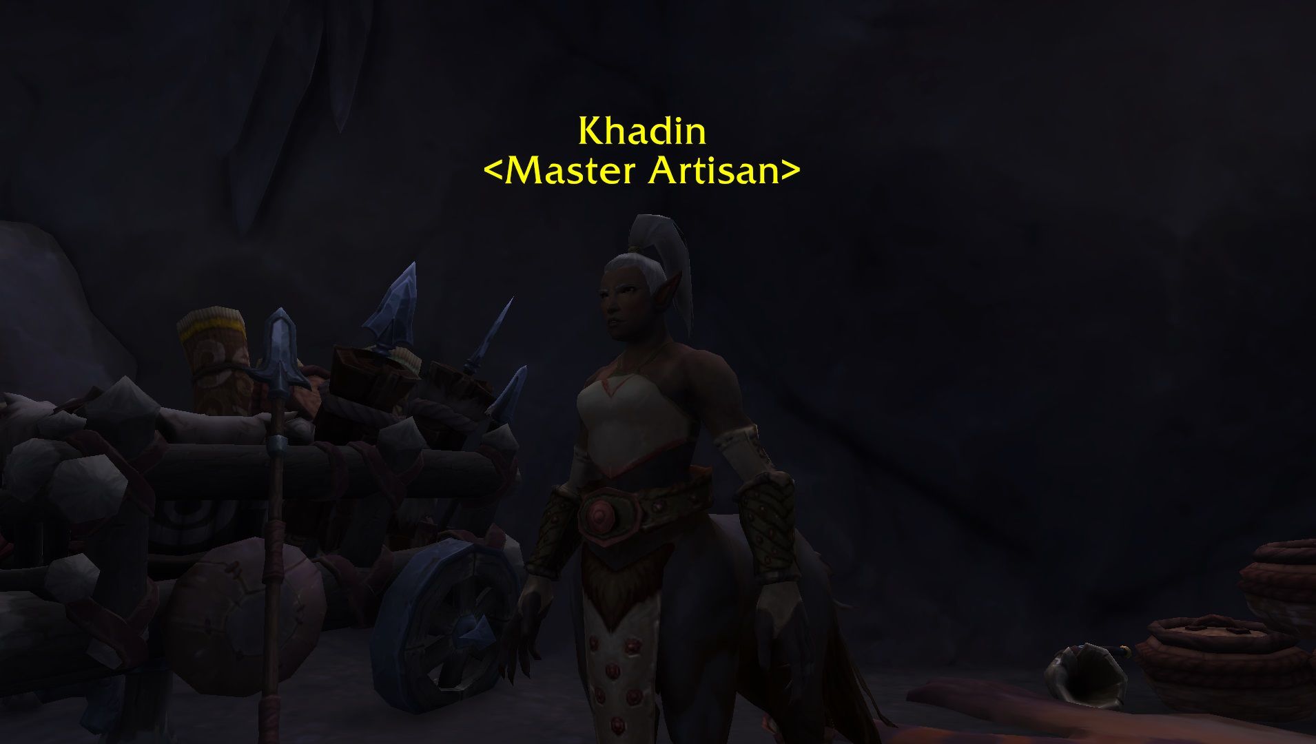 Khadin, le maître artisan, dans la grotte de Khadin dans World of Warcraft.