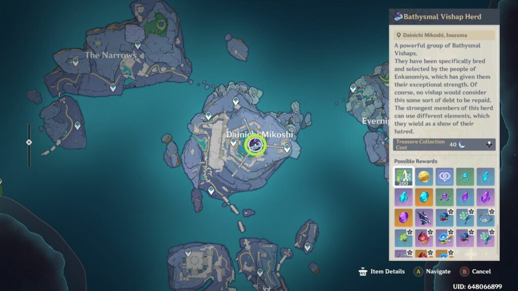 Genshin Impact - Coral Defenders - Bathysmal Vishap Herd - Enkanomiya - emplacement sur la carte