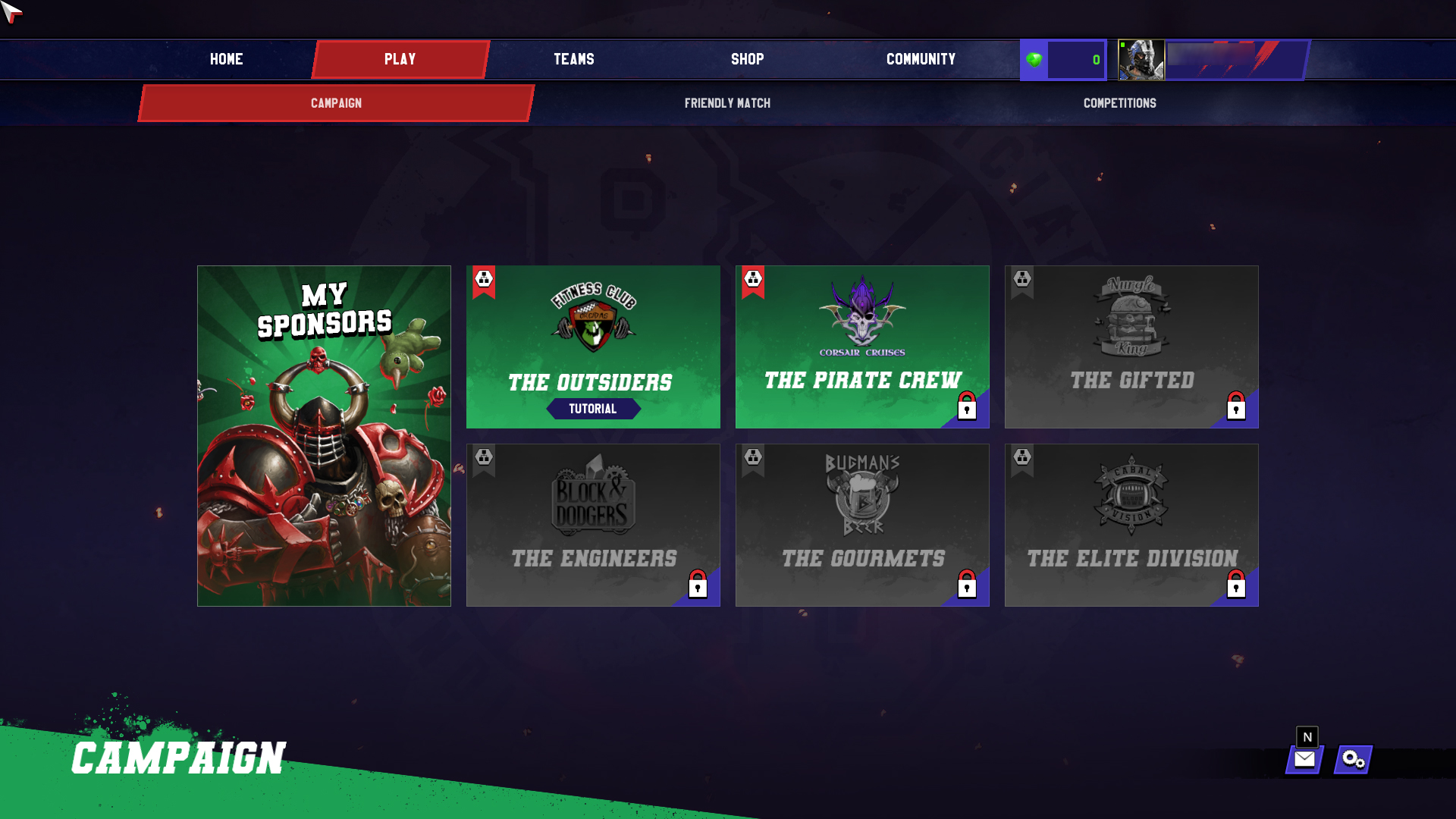 Écran de menu de Blood Bowl 3