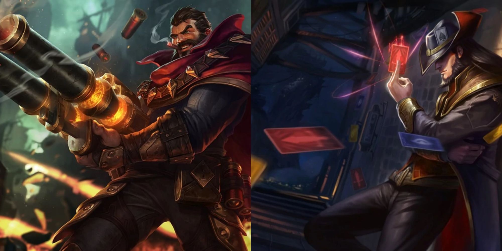 Tombes et Twisted Fate Splash Art