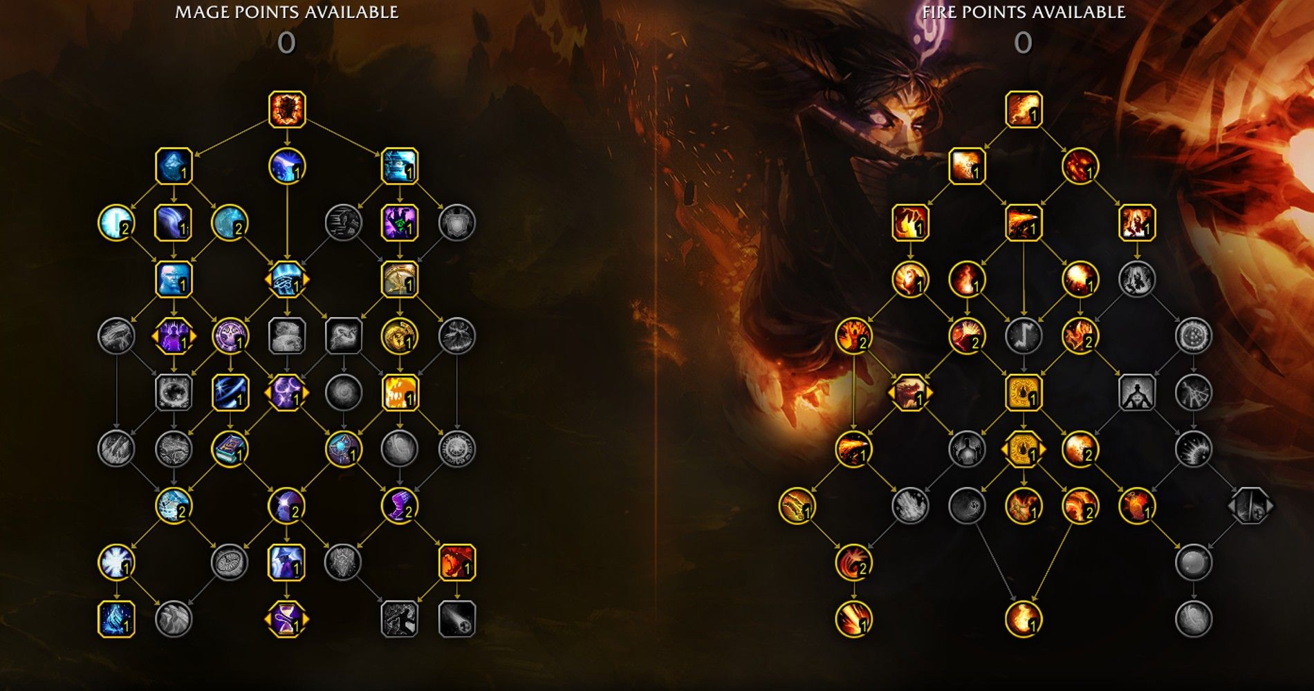 L'arbre de talents de fin de partie pour Fire Mage dans World of Warcraft.