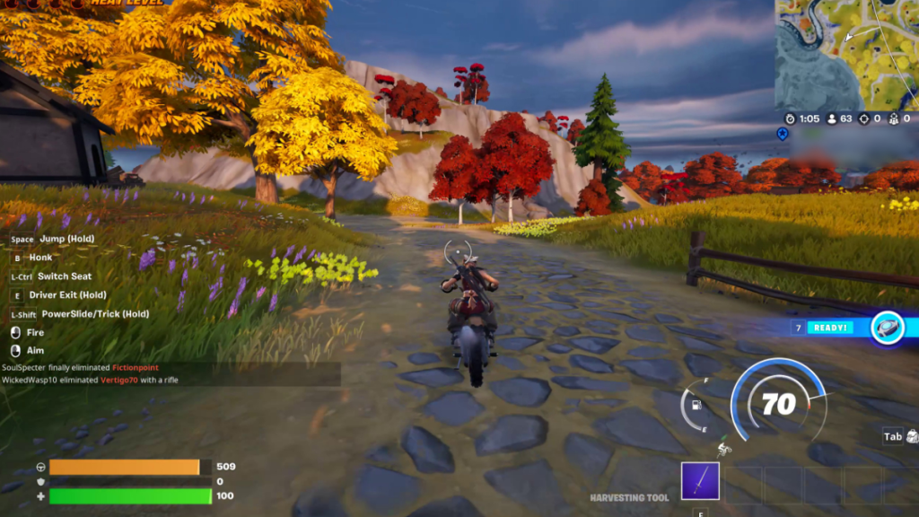 Atteindre 70 mph sur une moto à Fortnite