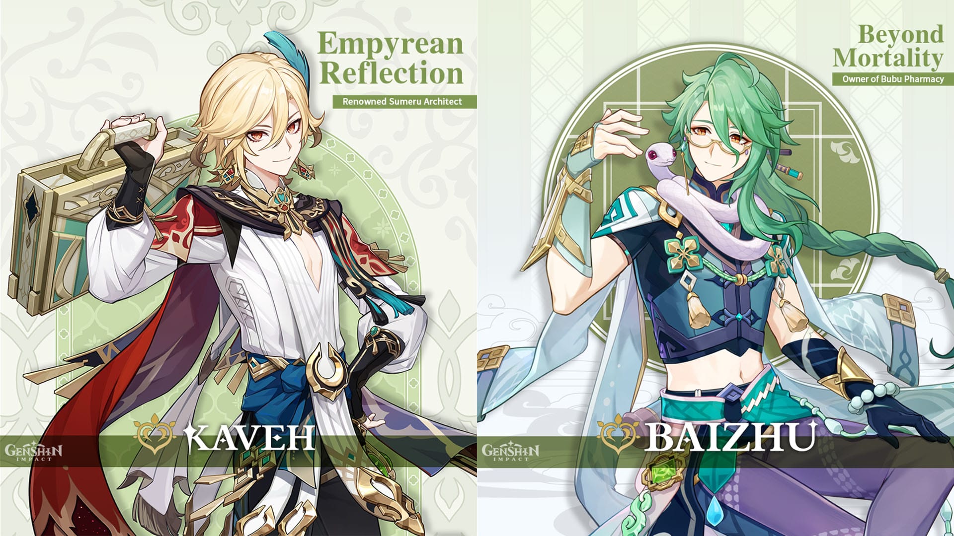 Genshin Impact révèle les nouveaux personnages de la version 3.6, Baizhu & Kaveh