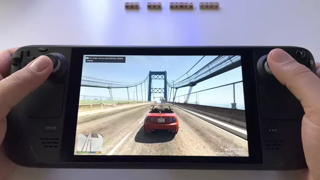 GTA V fonctionnant sur Steam Deck à 60 FPS.
