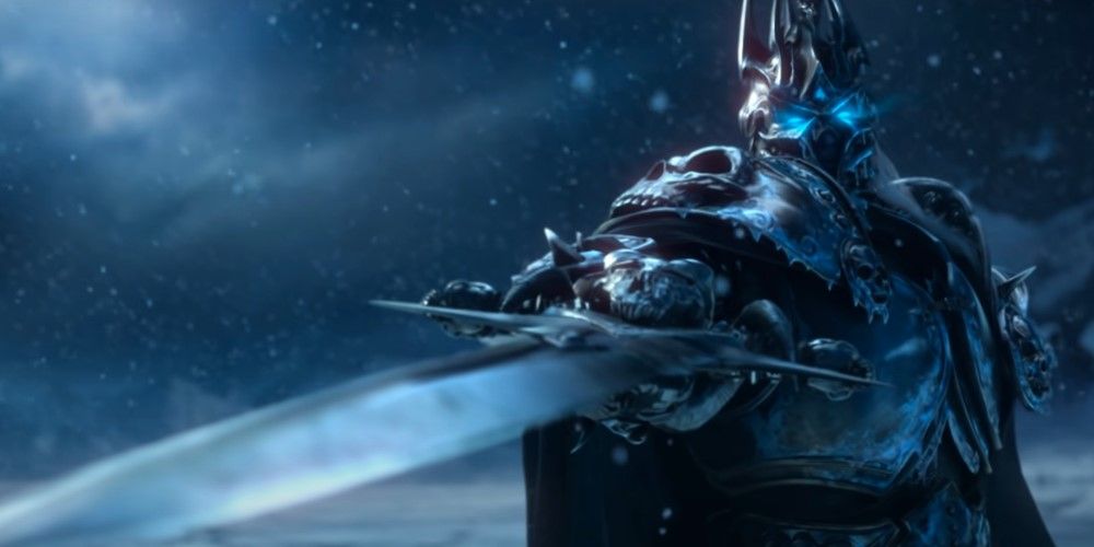 World of Warcraft, le roi-liche brandissant l'épée maudite Frostmourne