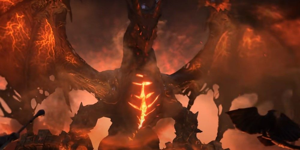 World of Warcraft Cataclysm, le dragon Deathwing au sommet des portes de Hurlevent