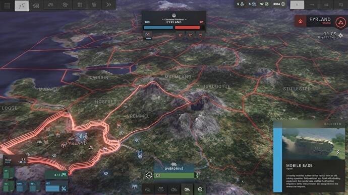 Examen de la brigade fantôme - la vue cartographique de la région, avec un terrain gris et vert se fondant en un seul