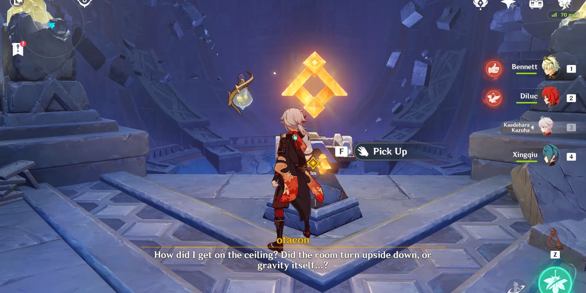 Image de la deuxième pièce d'or à l'intérieur du sanctuaire inconnu de Genshin Impact.