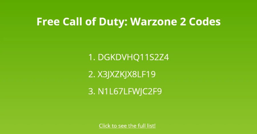 Codes Warzone 2