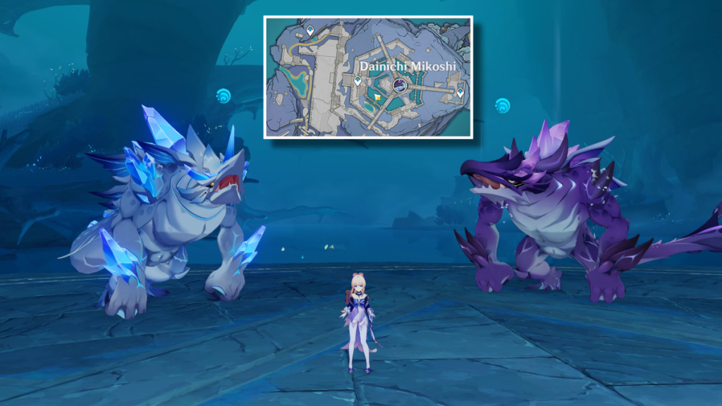 Source de la fausse nageoire de Dragonheir et emplacement du troupeau Bathysmal Vishap à Genshin Impact