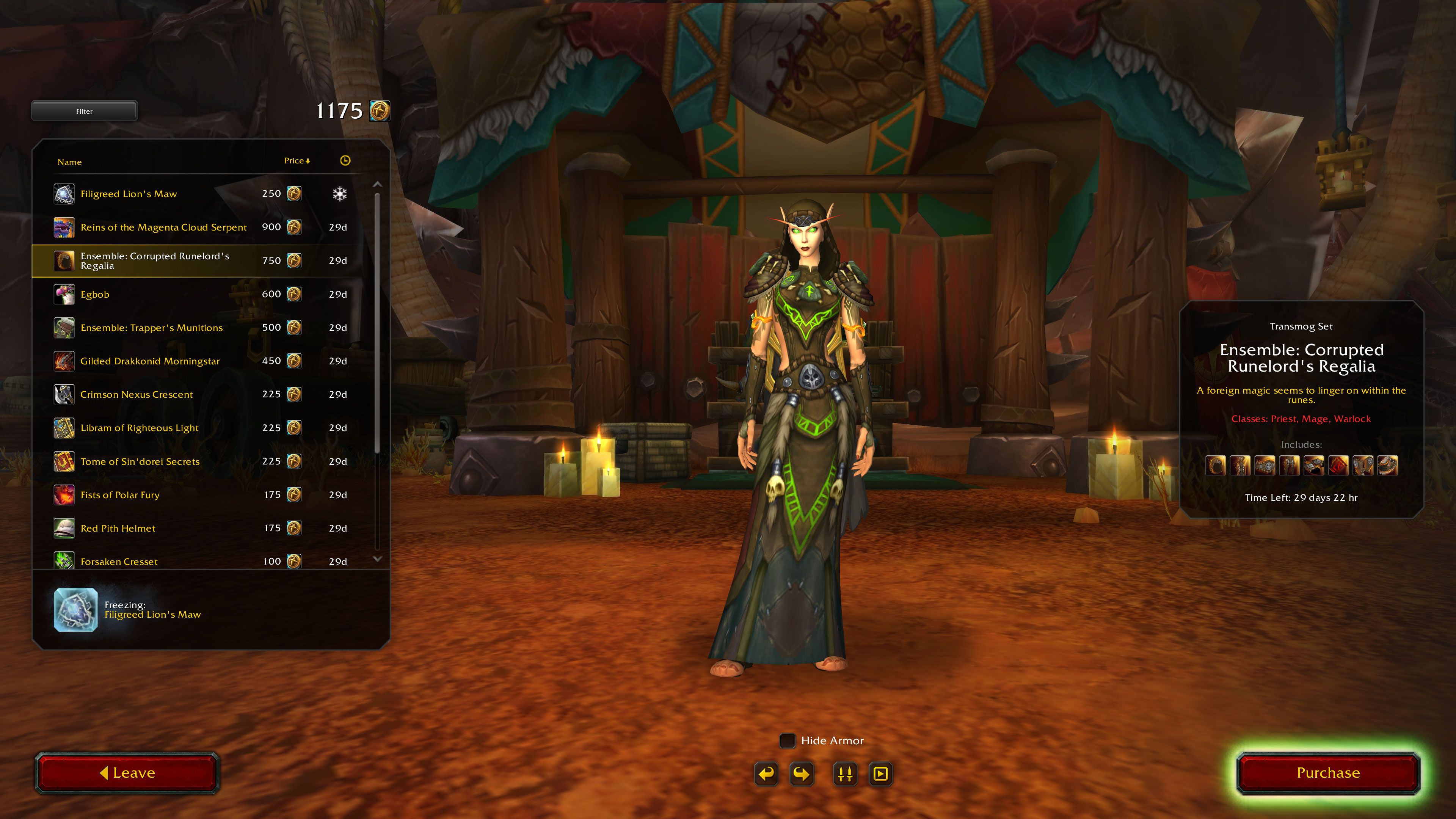 Tenue de parade des seigneurs des runes corrompus de WoW