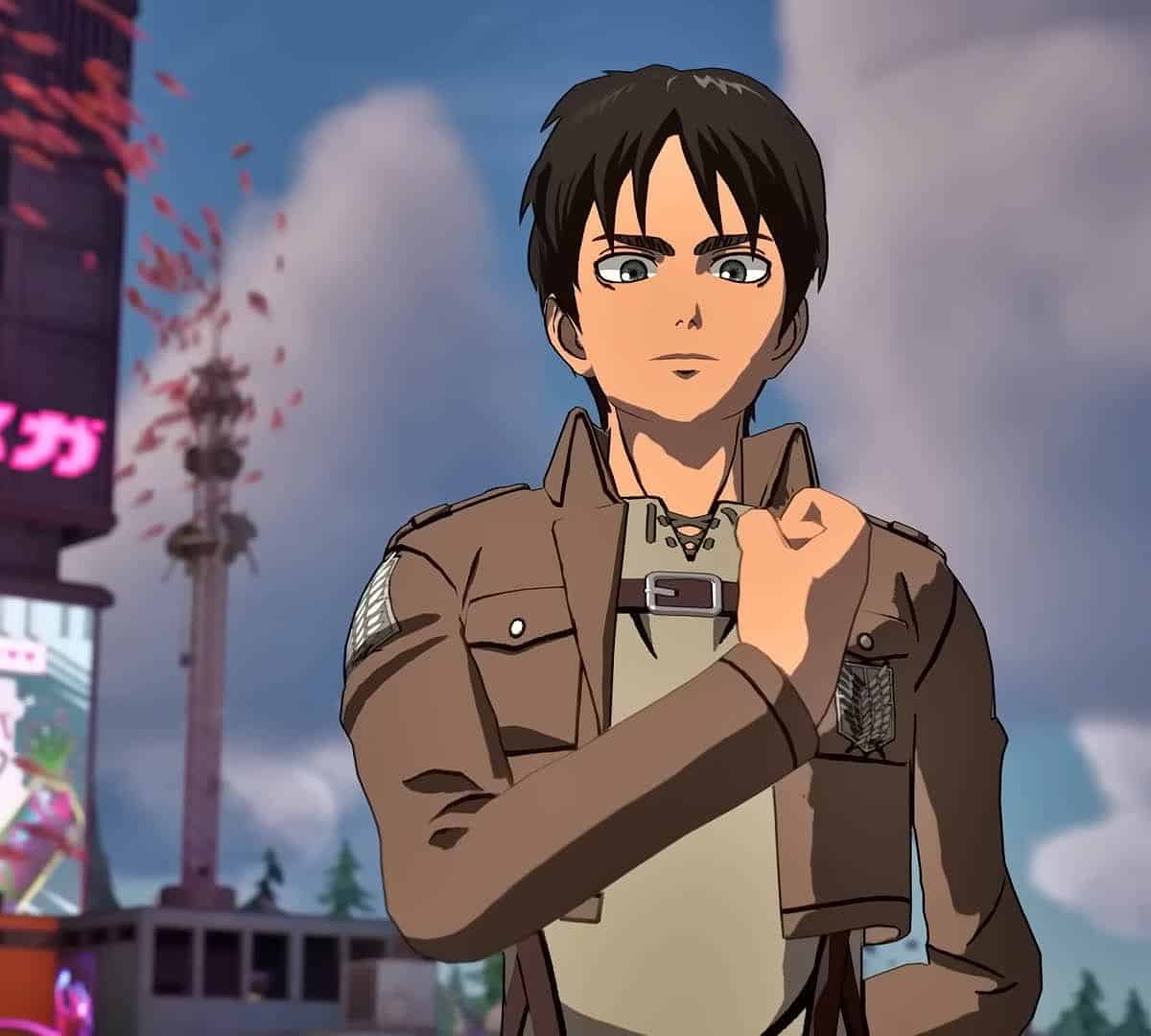 Fortnite Attack on Titan crossover shot of Eren Jeger