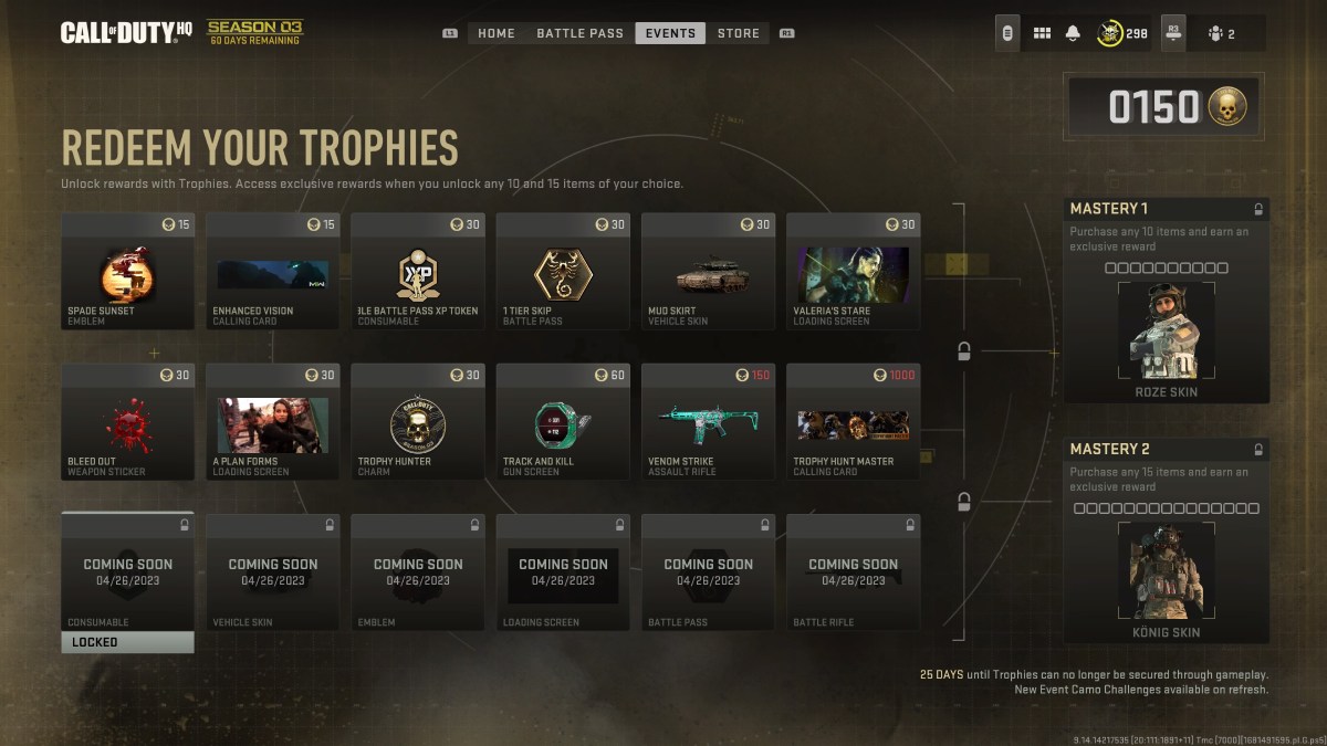 Récompenses de chasse aux trophées Warzone 2