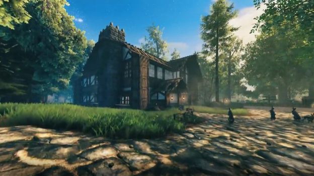 Valheim build - a recreation of Goldshire in Valheim, showing the Lion