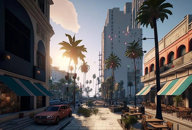 GTA 6 ramènera les joueurs dans la version fictive de la série de Miami : Vice City.  Les fans désespérés d'explorer davantage le monde de la franchise GTA se sont tournés vers des générateurs d'images AI comme Midjourney pour simuler des emplacements et des scénarios possibles (ci-dessus) pour le nouveau jeu.