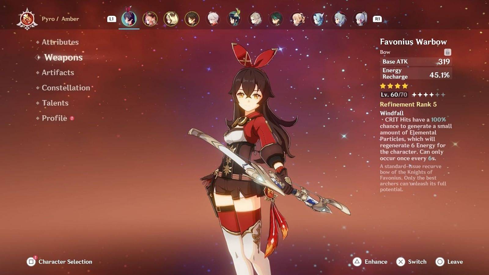 Arme d'ambre dans Genshin Impact