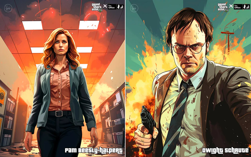 Midjourney AI The Office Cast GTA V