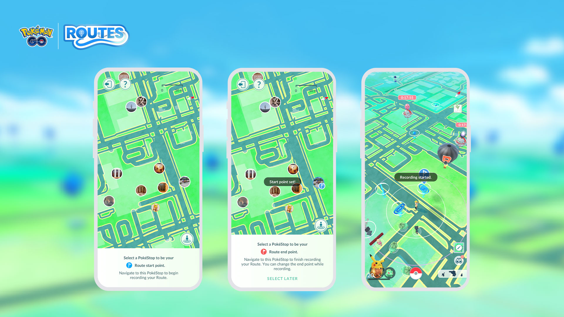 Follow 3 Routes Pokemon GO