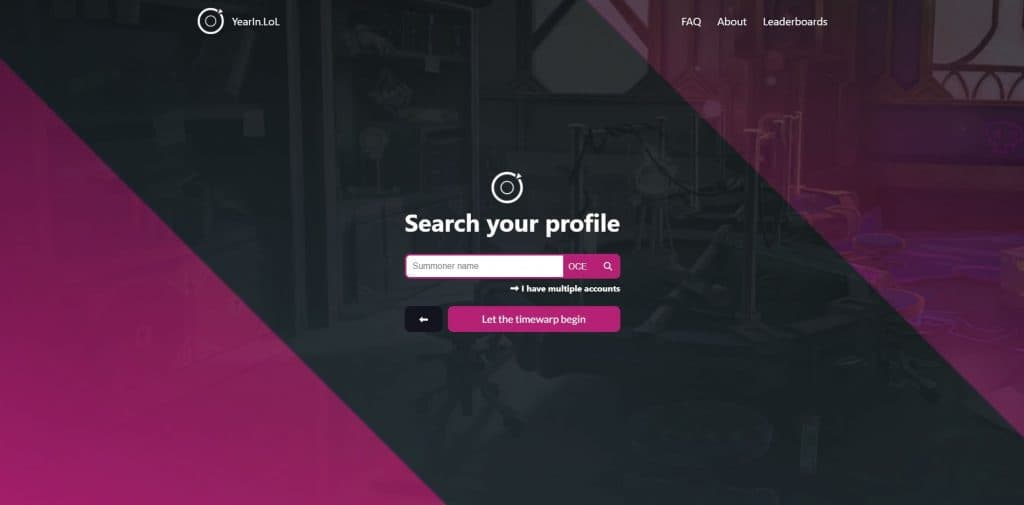 Capture d'écran du site Web YearInLoL