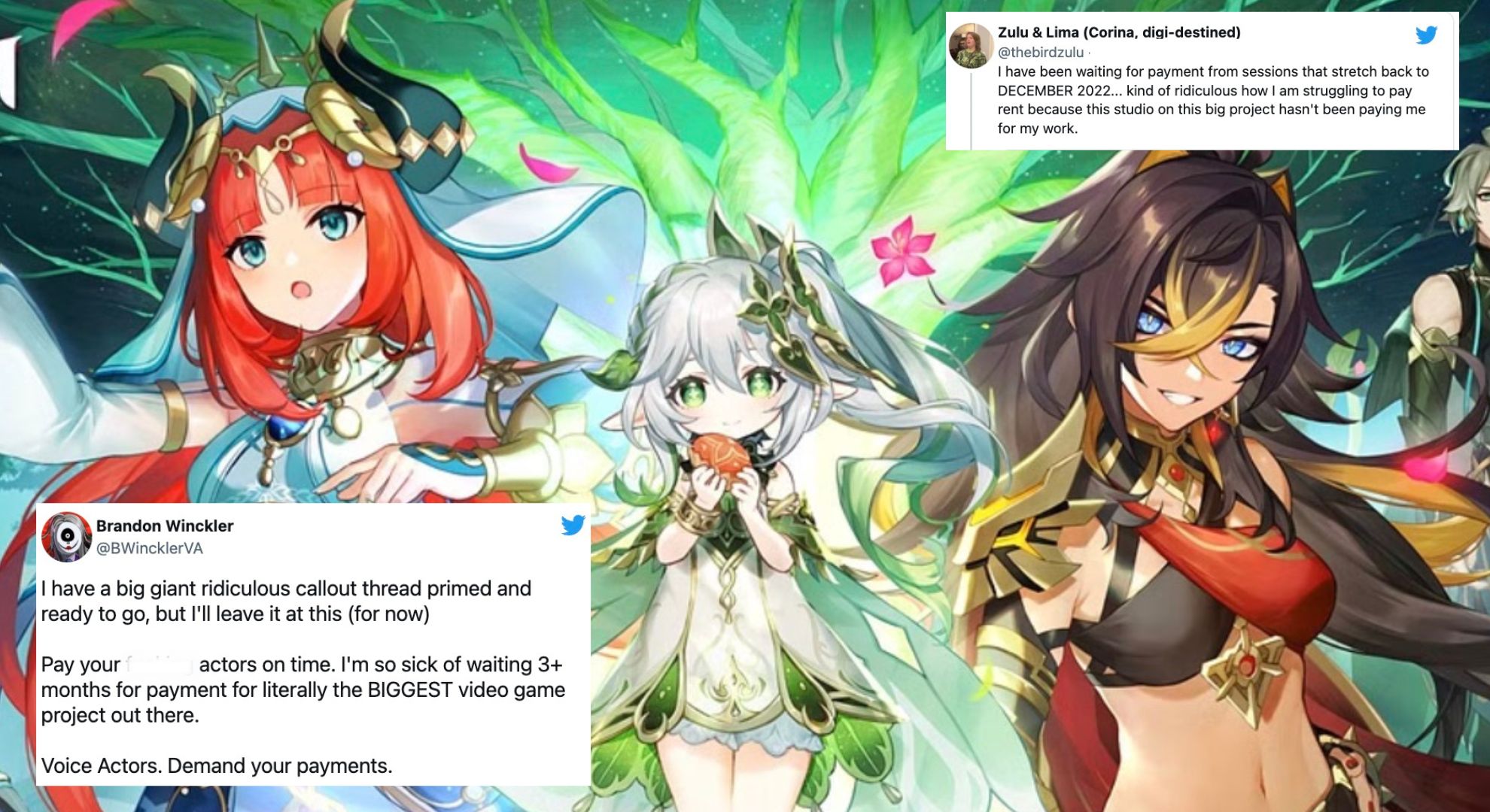 Les acteurs de la voix de Genshin Impact expriment leurs frustrations face aux retards de paiement