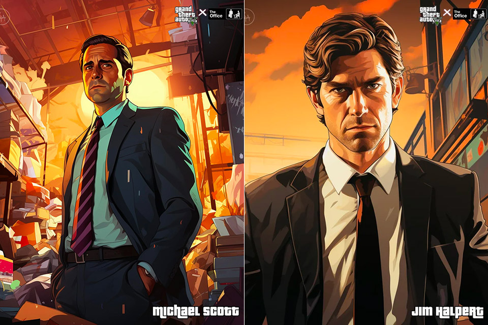 Midjourney AI The Office Cast GTA V