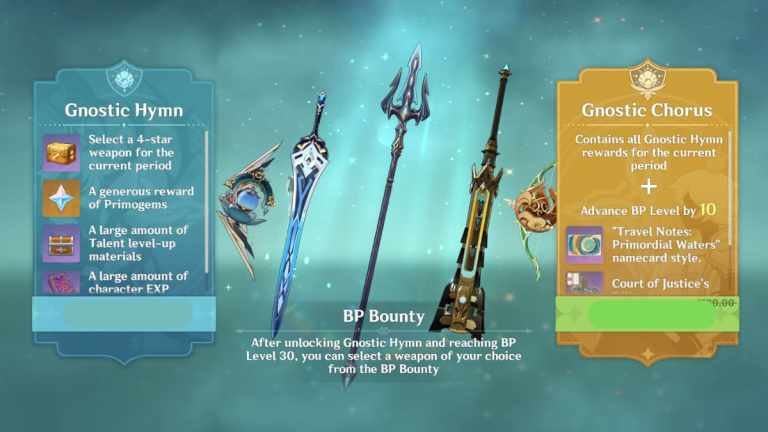 All New Battle Pass (BP) Weapons in Genshin Impact 4.0