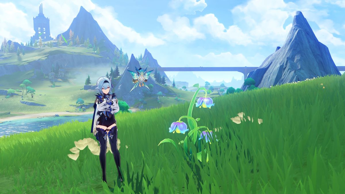 Genshin Impact Lumidouce Bell locations - Eula standing by a flower